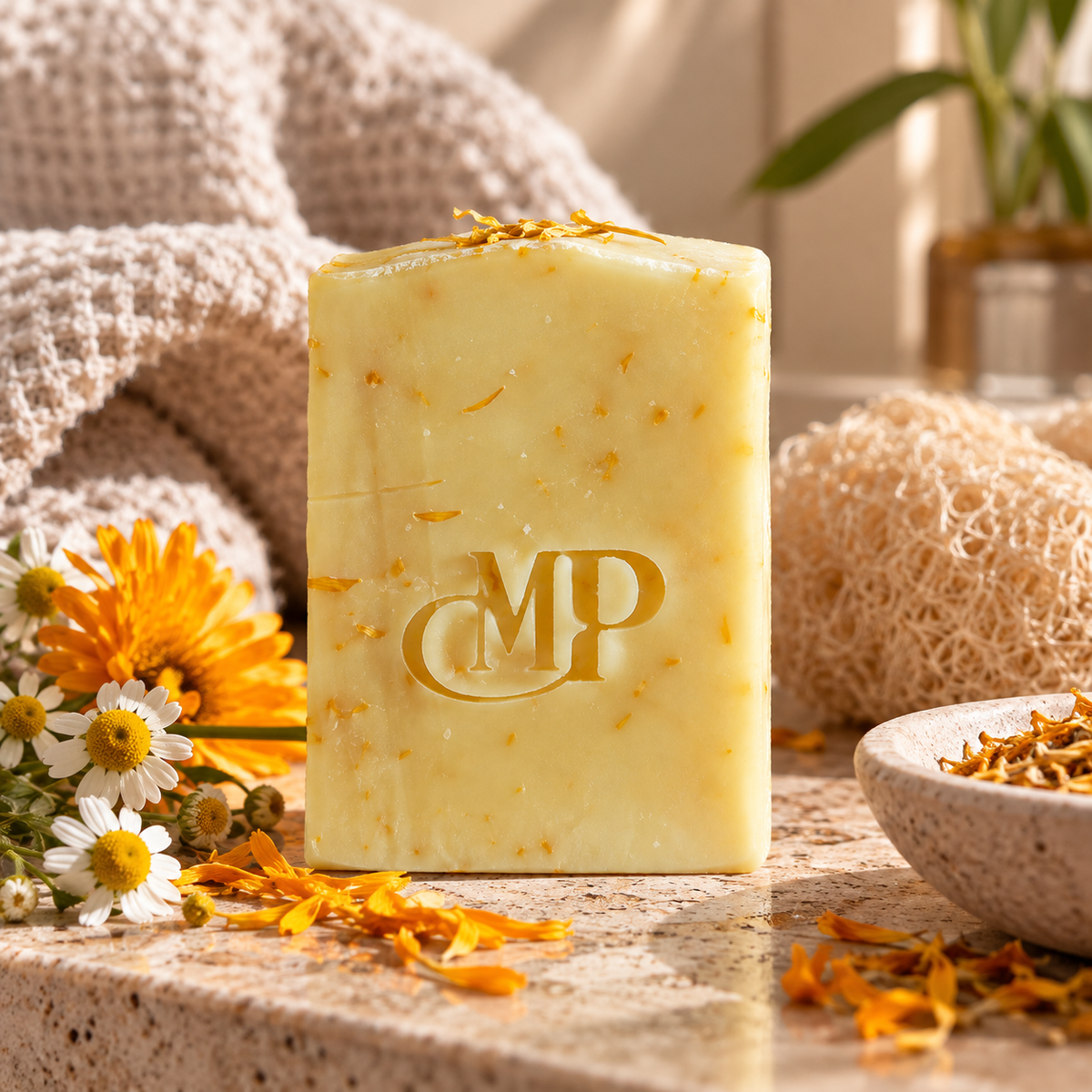 Calendula & Chamomile soap unscented — sensitive skin — cold-processed, made in France — 120g / 50g