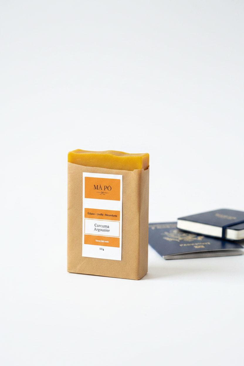 Savon Curcuma, Argousier & Réglisse 50g format voyage - Mâ Pô Cosmetics
