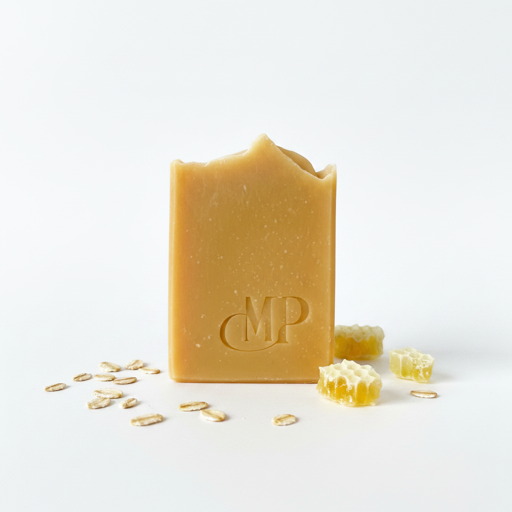Savon artisanal miel avoine lait de chèvre nu - Mâ Pô Cosmetics
