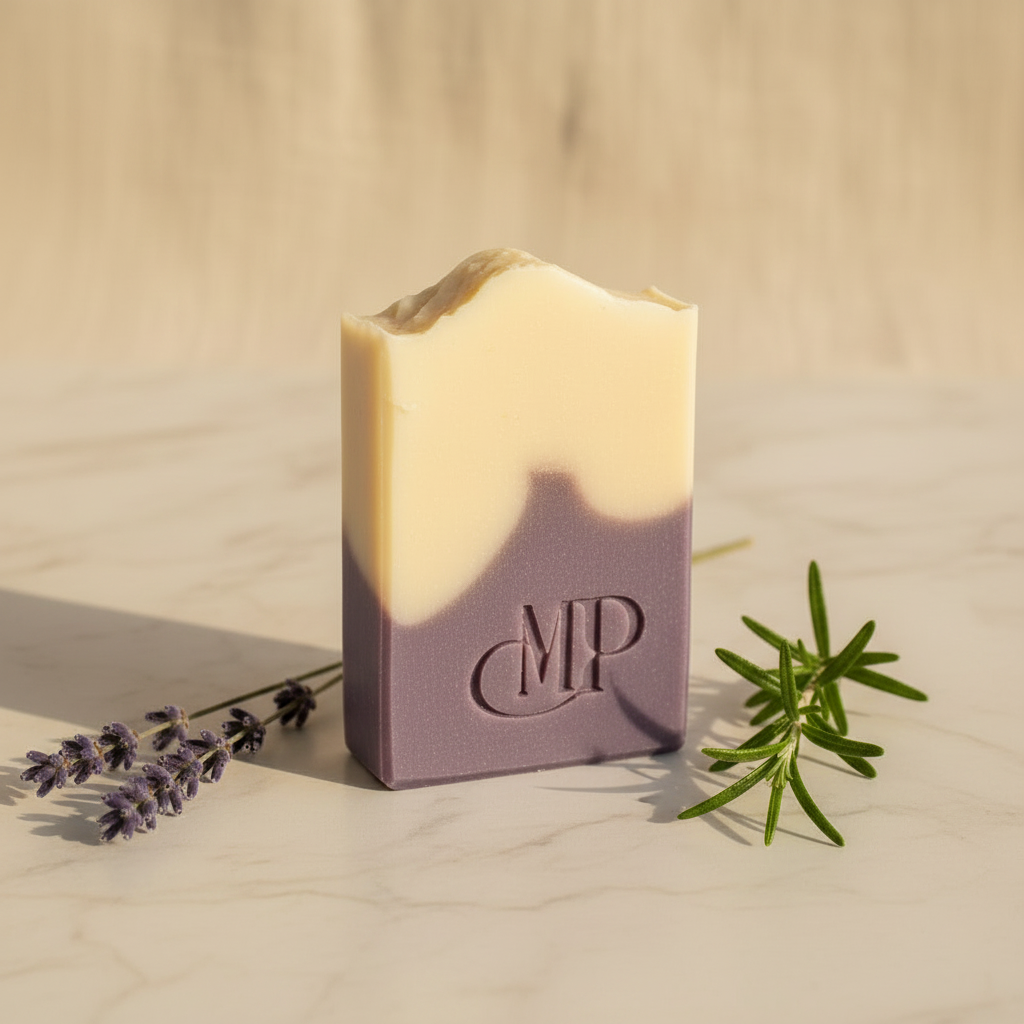 Savon lavande romarin 120g apaisant fait main France — Mâ Pô Cosmetics